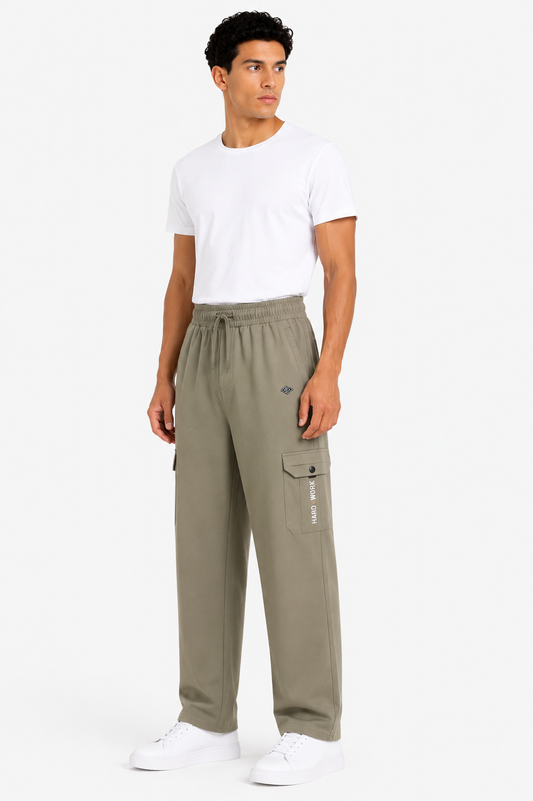 Men's Premium Utility Cargo Pants – Beige| Relaxed Fit Multi-Pocket Casual Trousers