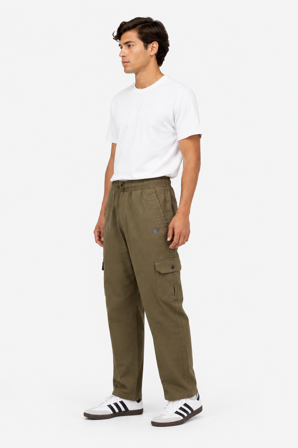 Men’s Relaxed-Fit Linen Cargo Pants-Olive Brown