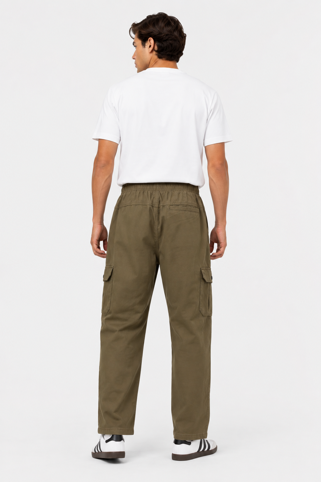 Men’s Relaxed-Fit Linen Cargo Pants-Olive Brown