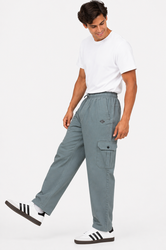 Men’s Relaxed-Fit Linen Cargo Pants-Sage Green