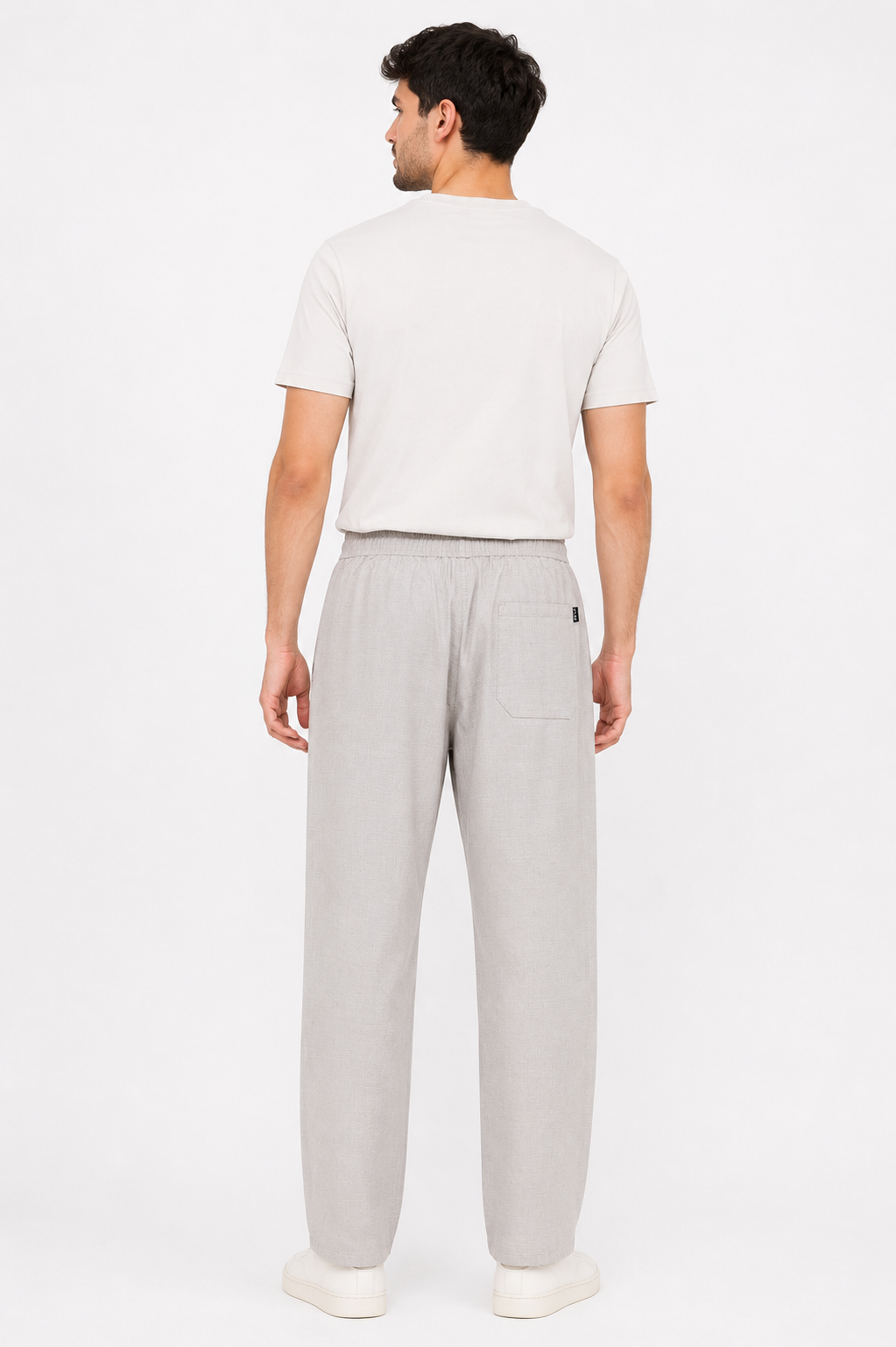 Men's Relaxed Linen Drawstring Pants- Beige