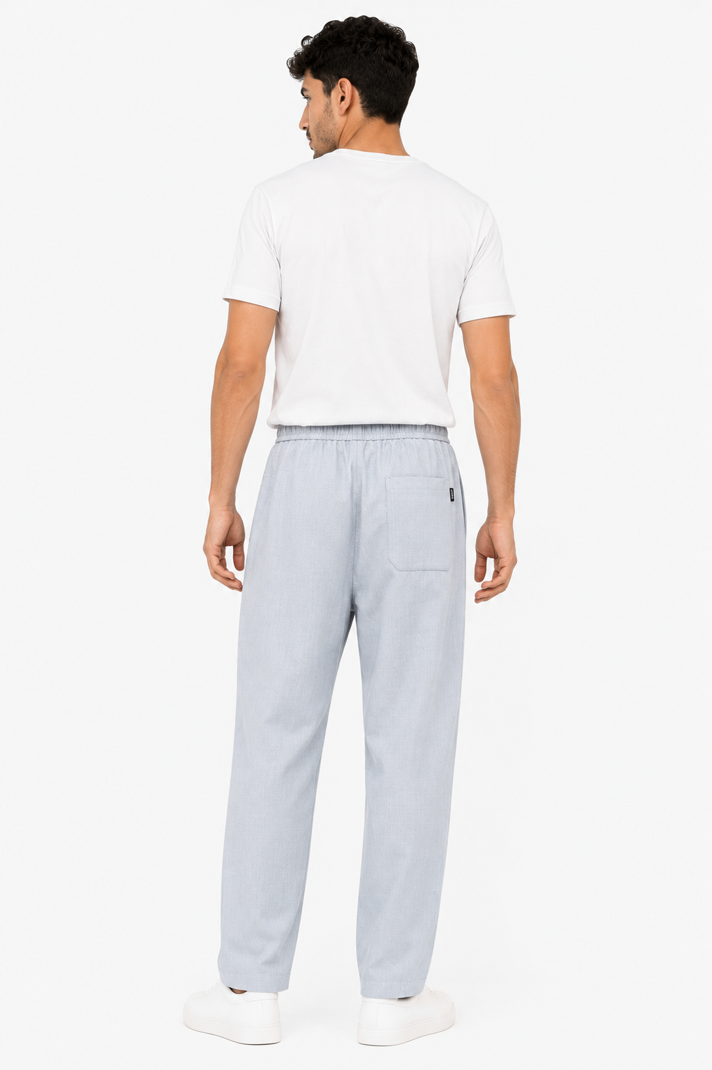 Men's Relaxed Linen Drawstring Pants- Ice Blue
