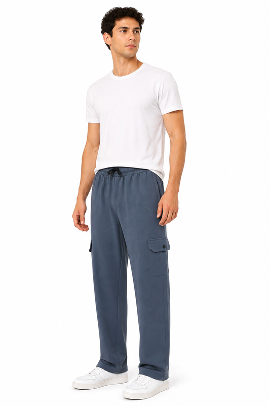Mens Straight Cargo Pants – Steel Blue