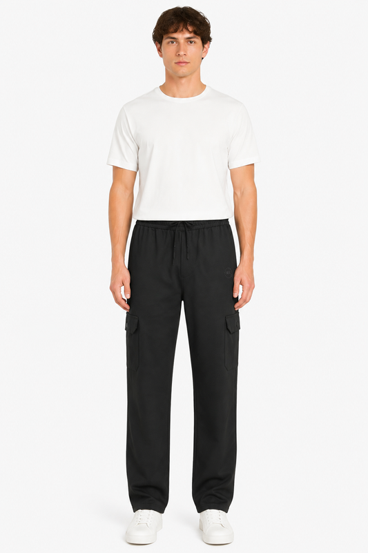 Mens Straight Cargo Pants – Onyx Black