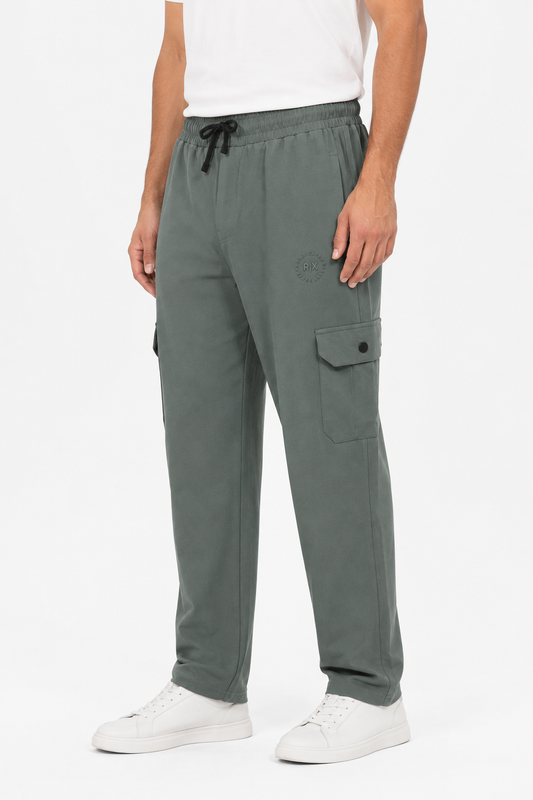 Mens Straight Cargo Pants – Olive Green